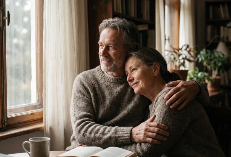Senior couple reviewing estate planning and elder care documents.